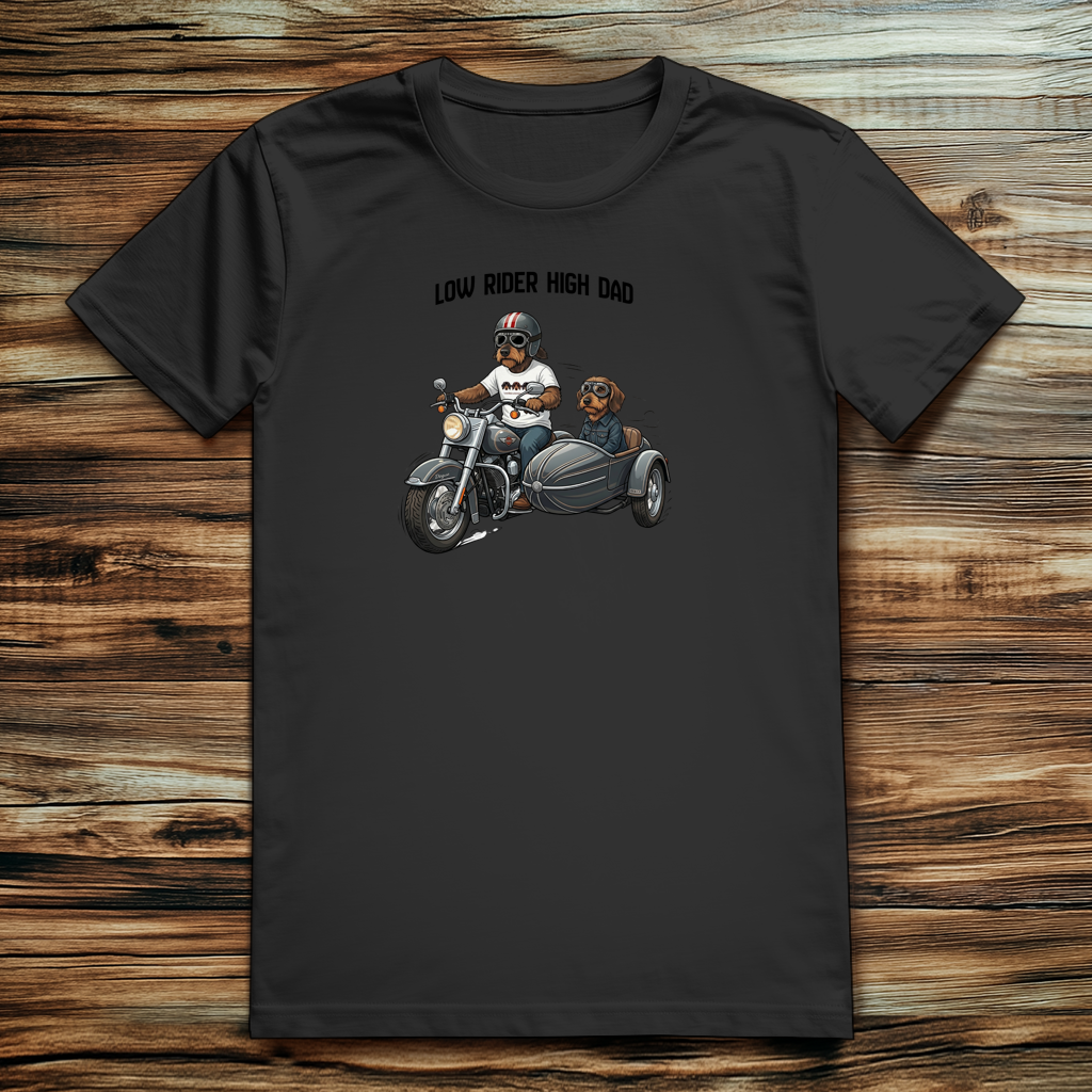 T-Shirt für Männer mit Dackel Design Low rider high dad