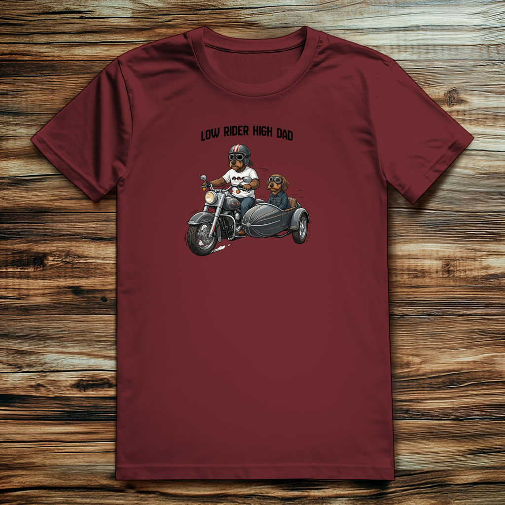 T-Shirt für Männer mit Dackel Design Low rider high dad