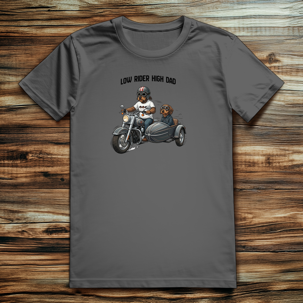 T-Shirt für Männer mit Dackel Design Low rider high dad