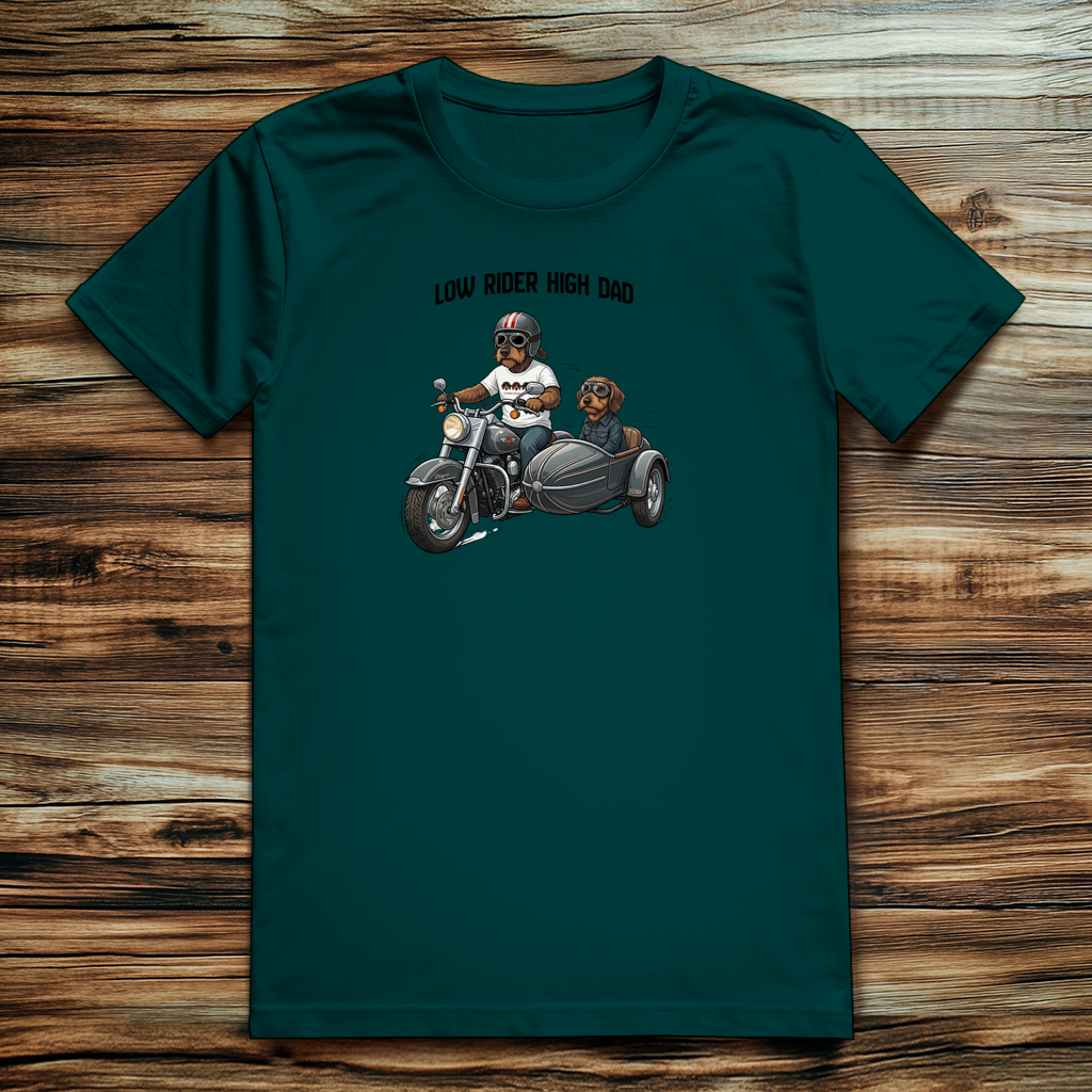 T-Shirt für Männer mit Dackel Design Low rider high dad