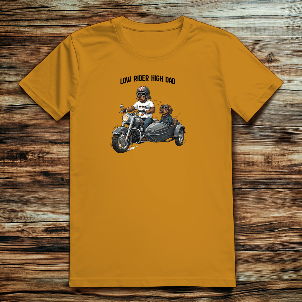 T-Shirt für Männer mit Dackel Design Low rider high dad