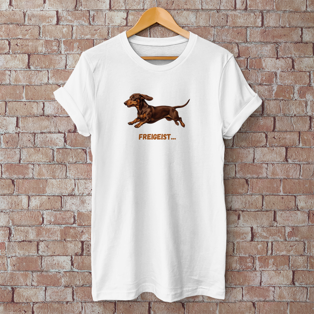 Unisex T-Shirt mit Glatthaar Dackel Design "Freigeist"