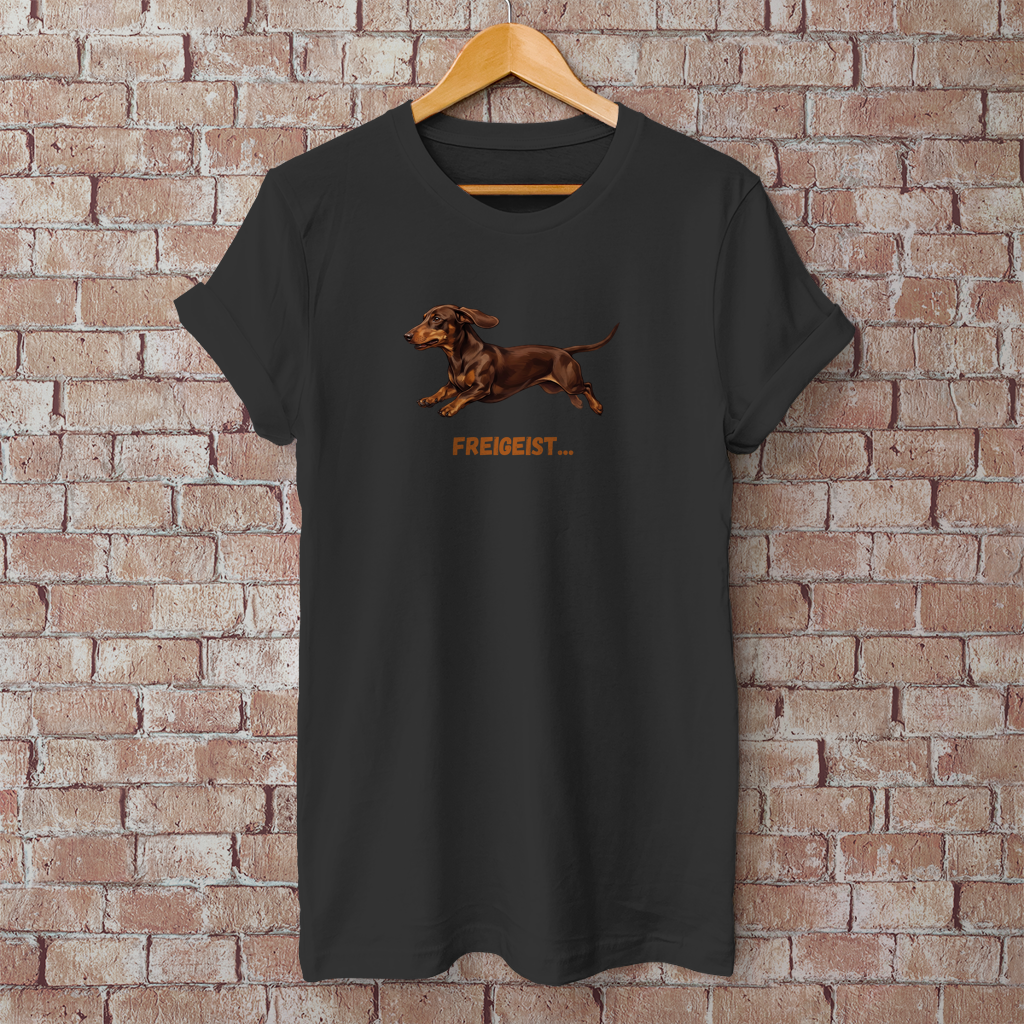Unisex T-Shirt mit Glatthaar Dackel Design "Freigeist"