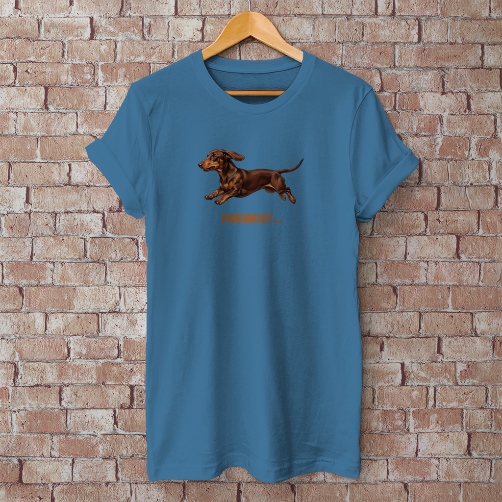 Unisex T-Shirt mit Glatthaar Dackel Design "Freigeist"