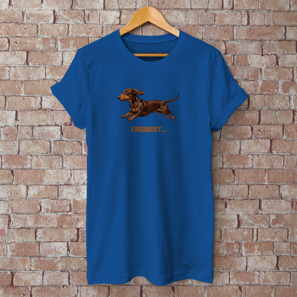 Unisex T-Shirt mit Glatthaar Dackel Design "Freigeist"