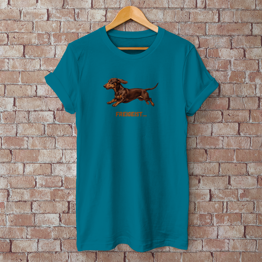 Unisex T-Shirt mit Glatthaar Dackel Design "Freigeist"