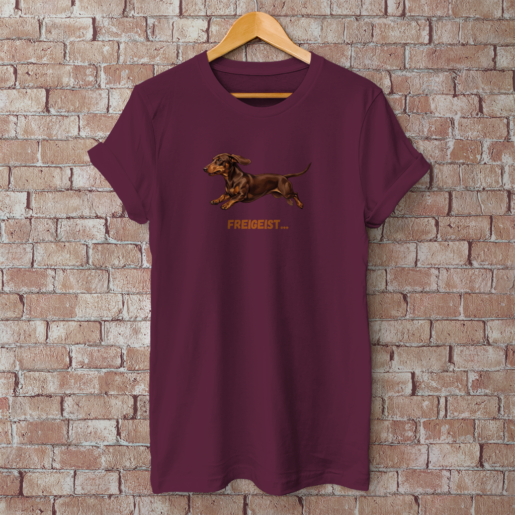 Unisex T-Shirt mit Glatthaar Dackel Design "Freigeist"