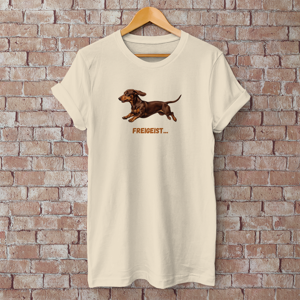 Unisex T-Shirt mit Glatthaar Dackel Design "Freigeist"