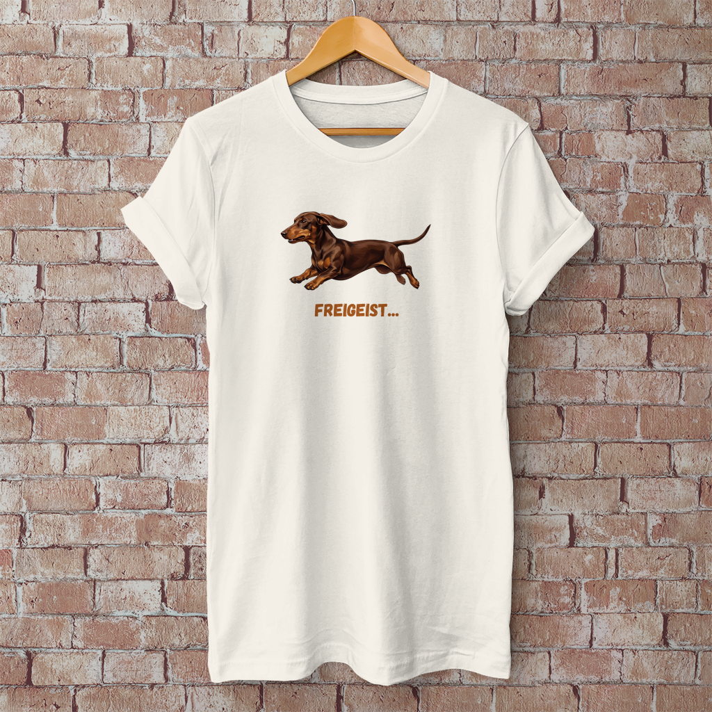 Unisex T-Shirt mit Glatthaar Dackel Design "Freigeist"