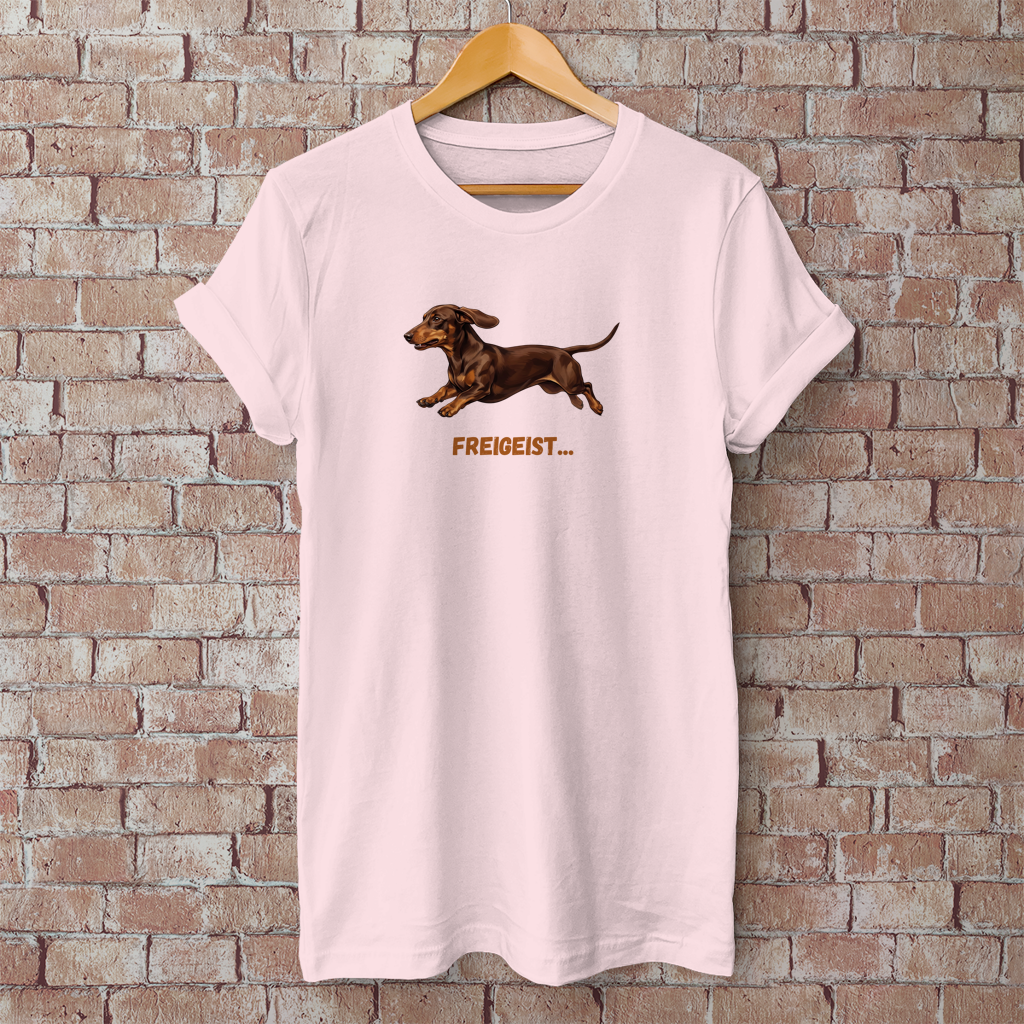 Unisex T-Shirt mit Glatthaar Dackel Design "Freigeist"