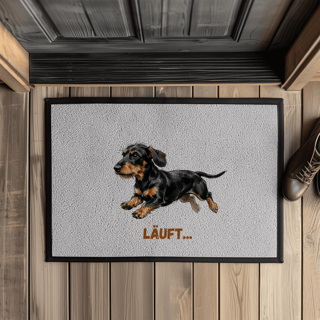 Indoor Fußmatte „Läuft“ – Flach, glatt & rutschfest