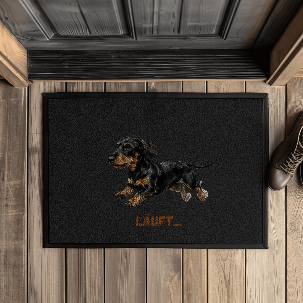 Indoor Fußmatte „Läuft“ – Flach, glatt & rutschfest