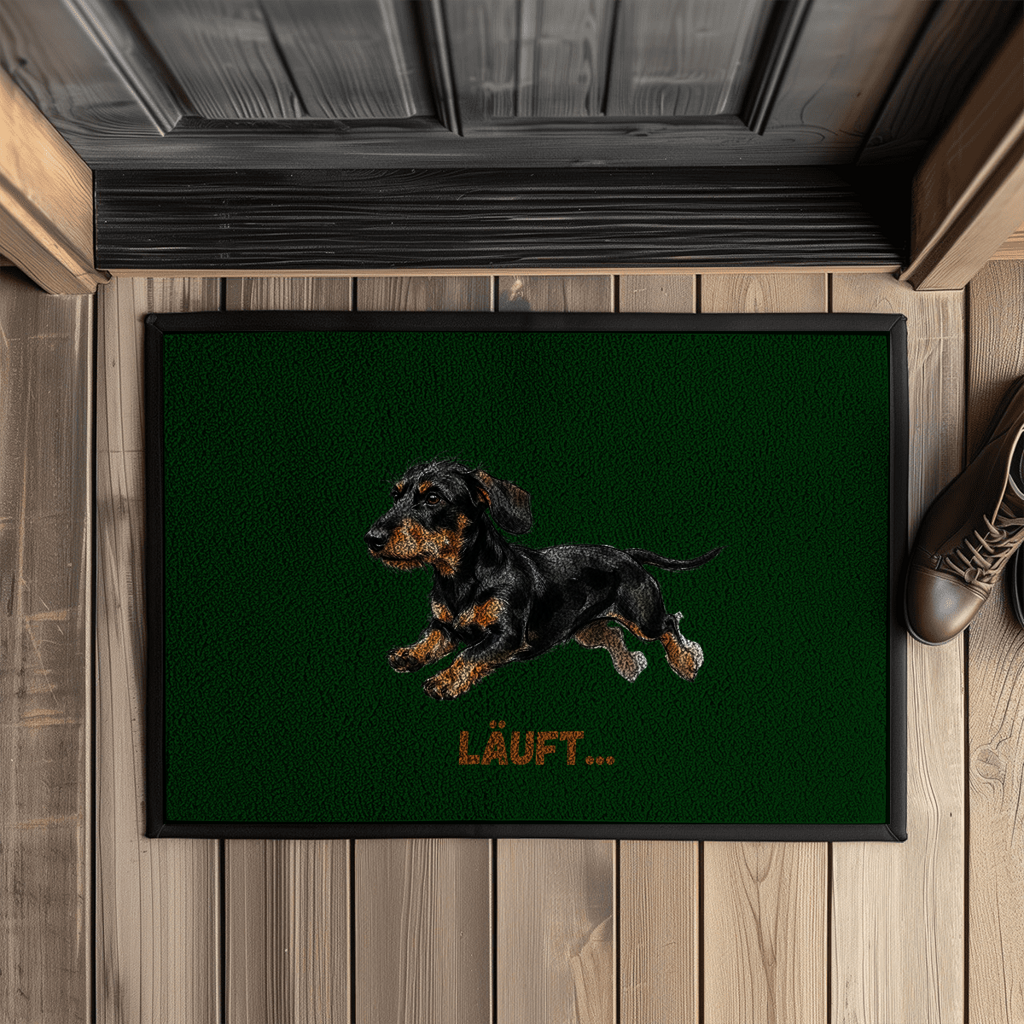 Indoor Fußmatte „Läuft“ – Flach, glatt & rutschfest