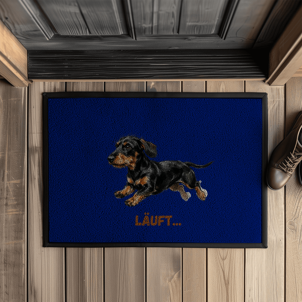 Indoor Fußmatte „Läuft“ – Flach, glatt & rutschfest
