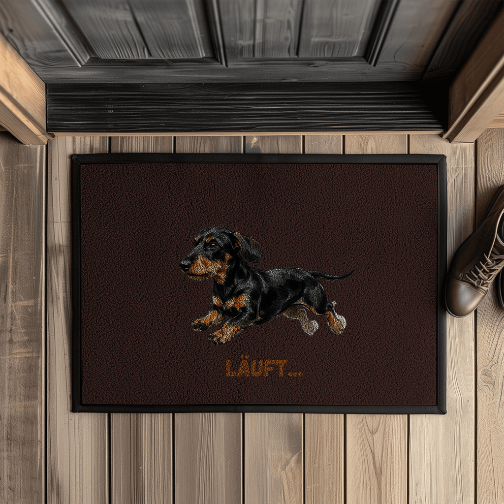 Indoor Fußmatte „Läuft“ – Flach, glatt & rutschfest