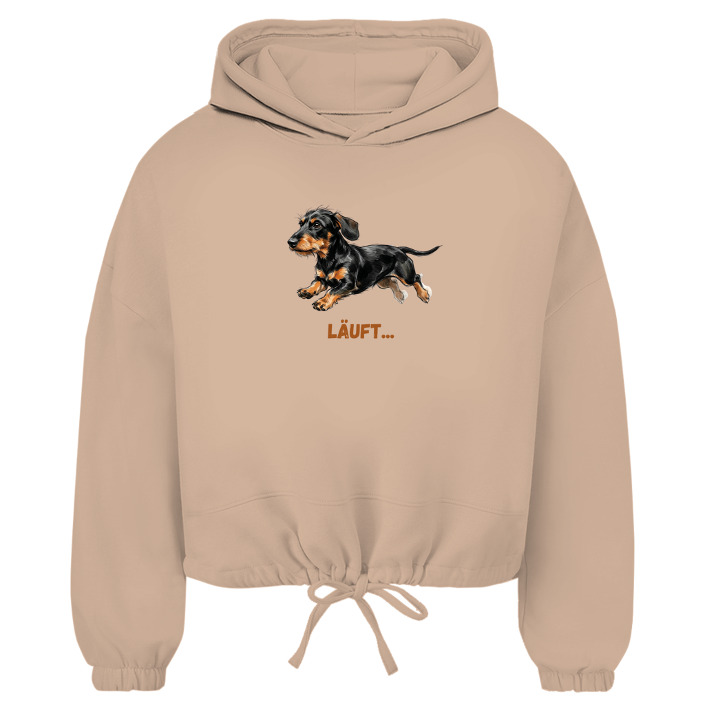 Damen Cropped Oversize Hoodie Läuft – Dackel Edition