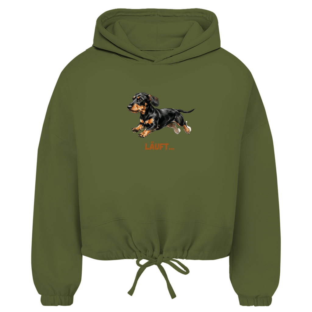 Damen Cropped Oversize Hoodie Läuft – Dackel Edition