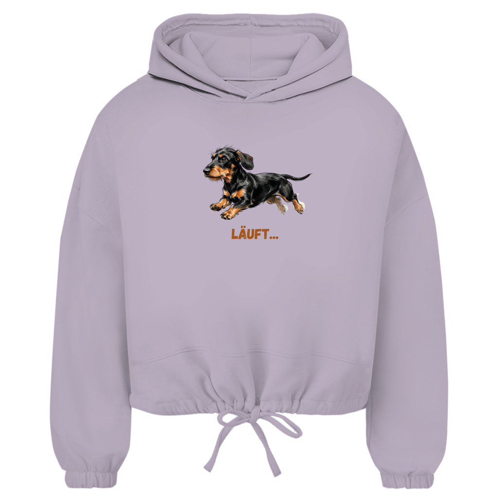 Damen Cropped Oversize Hoodie Läuft – Dackel Edition