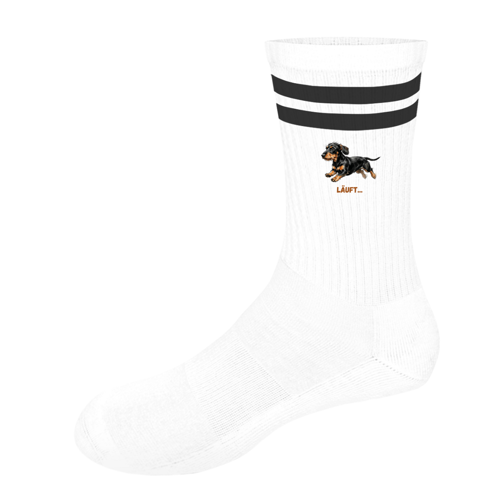 Socken für Sie & Ihn mit Streifen Läuft – Dackel Edition