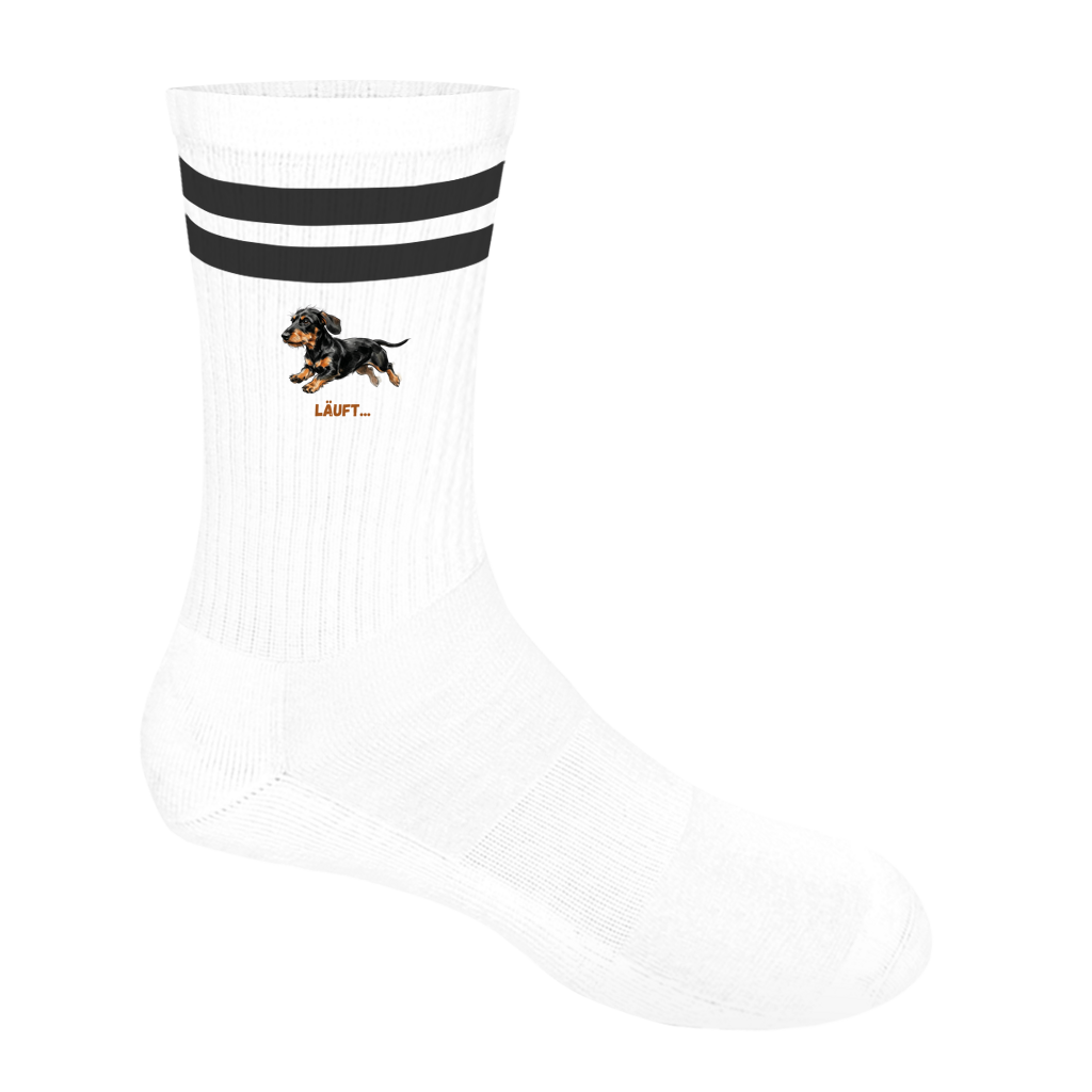 Socken für Sie & Ihn mit Streifen Läuft – Dackel Edition