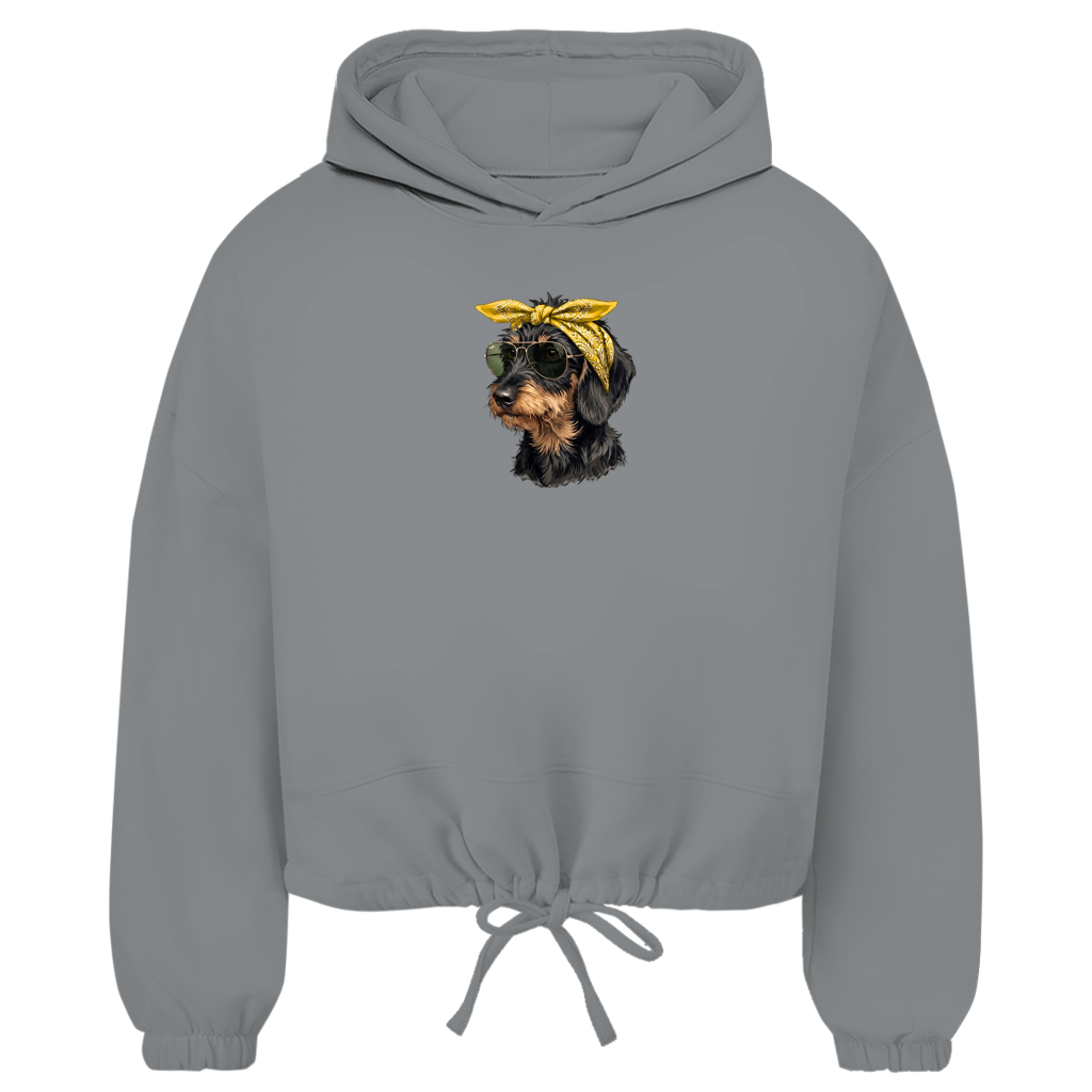 Damen Cropped Oversize Hoodie Weenie Chic – Dackel Edition