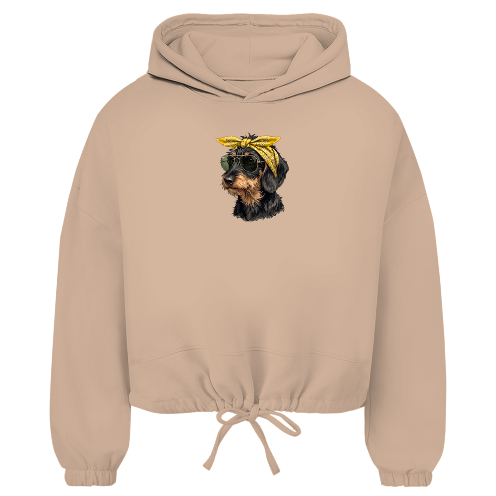 Damen Cropped Oversize Hoodie Weenie Chic – Dackel Edition