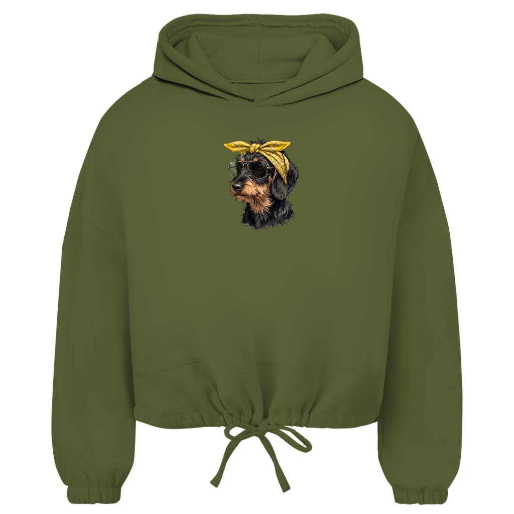 Damen Cropped Oversize Hoodie Weenie Chic – Dackel Edition