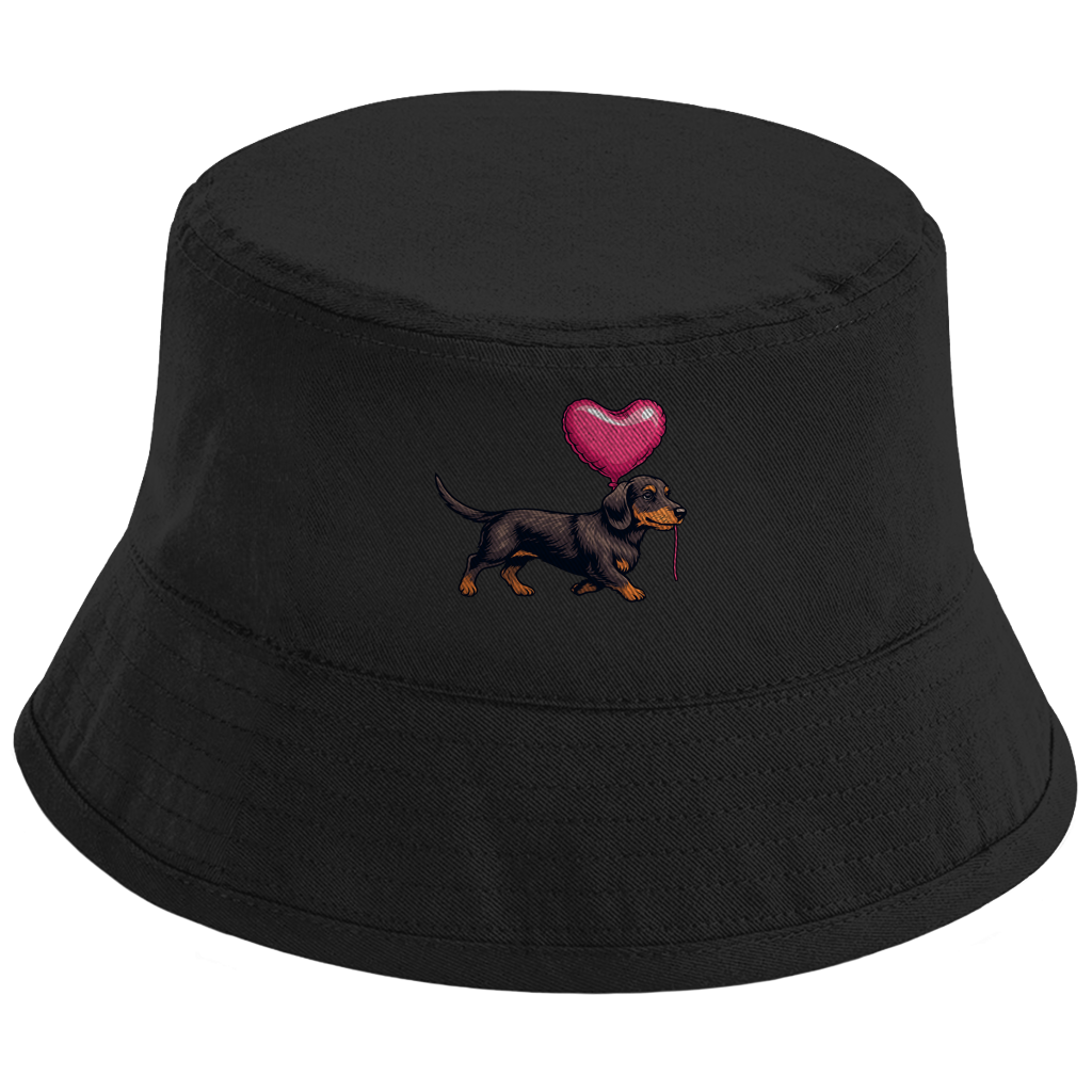 Bucket Hat Dackel mit Herz Ballon | GLAM ART