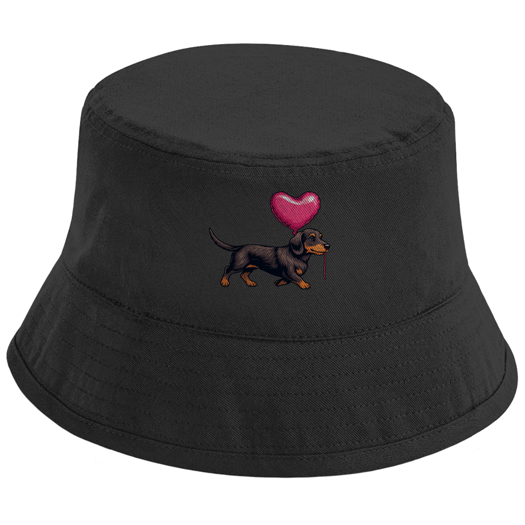 Bucket Hat Dackel mit Herz Ballon | GLAM ART