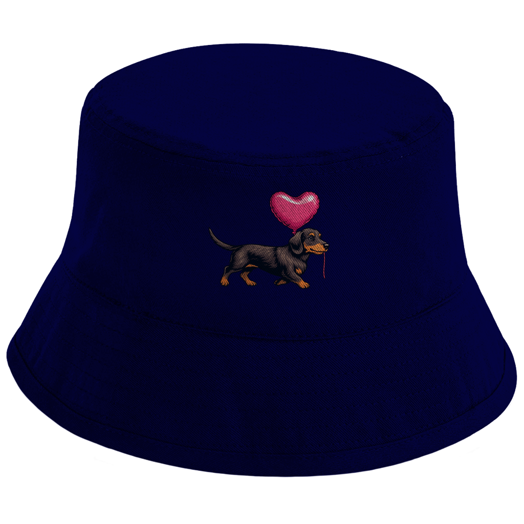 Bucket Hat Dackel mit Herz Ballon | GLAM ART