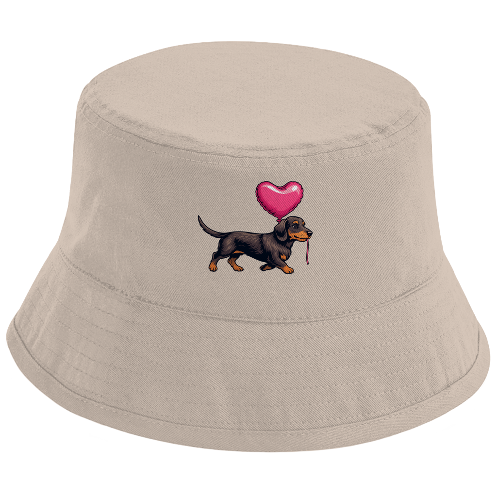 Bucket Hat Dackel mit Herz Ballon | GLAM ART