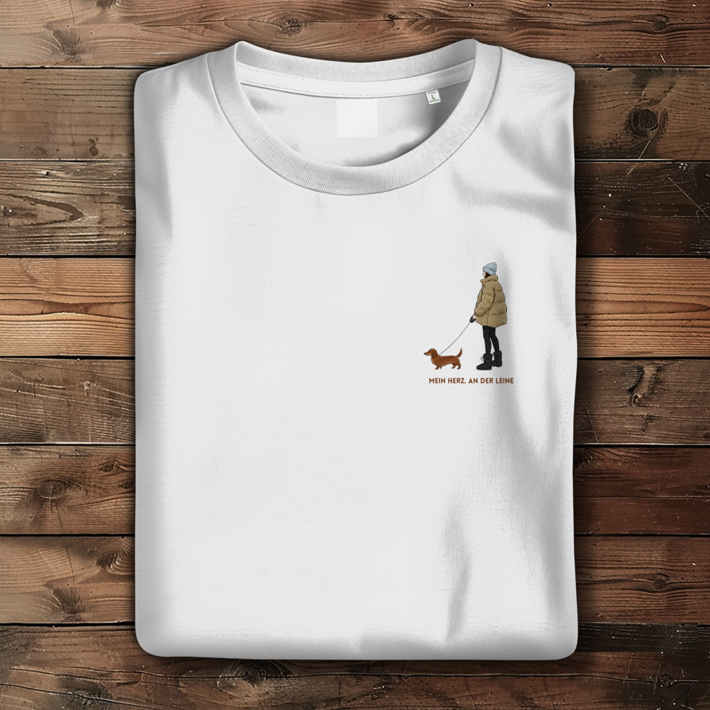 Dackel T-Shirt Damen | Mein Herz. An der Leine. | GLAM ART