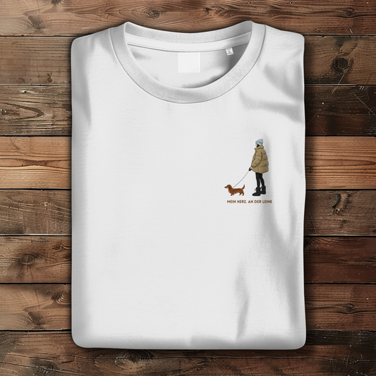 Dackel T-Shirt Damen | Mein Herz. An der Leine. | GLAM ART