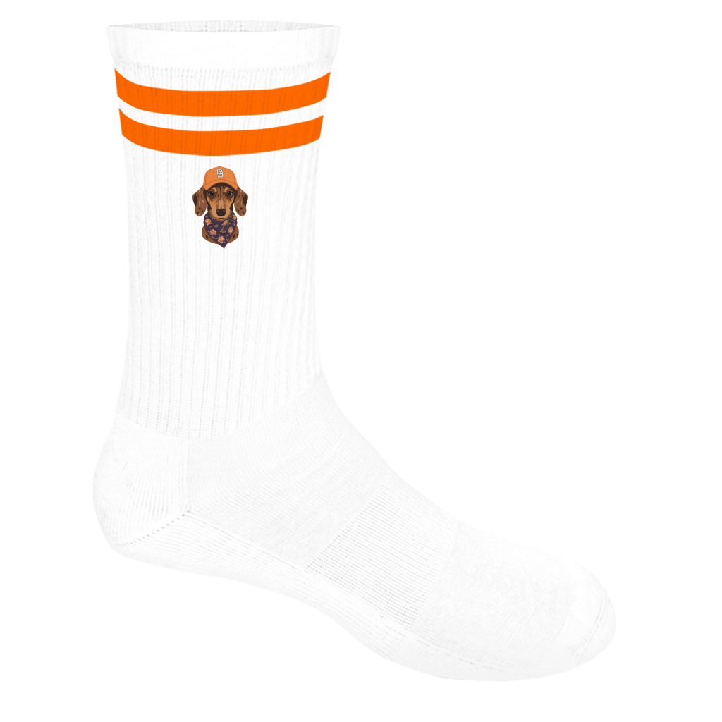 Socken mit Streifen Fashion Ambassador Motiv Tiger Dackel mit Vintage Cap
