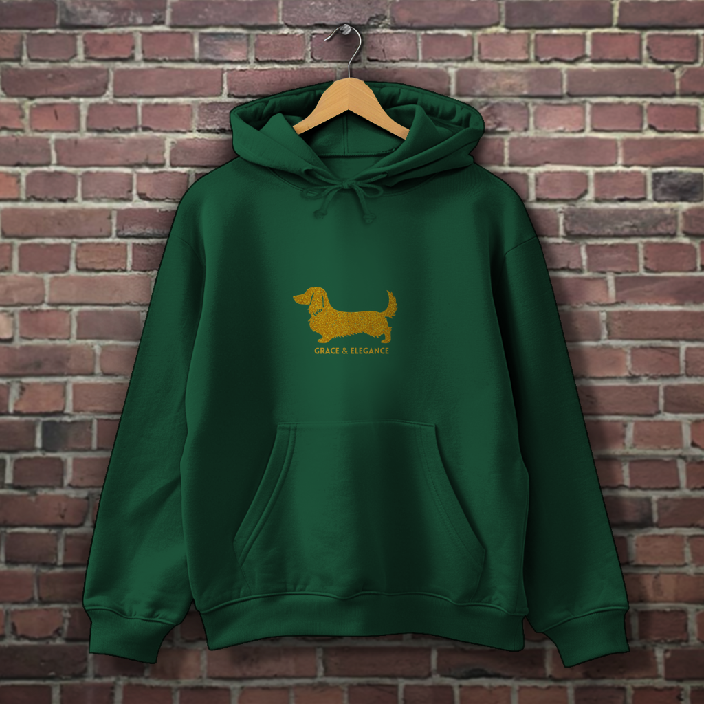 Dackel Hoodie Gold Edition | Langhaardackel | GLAM ART