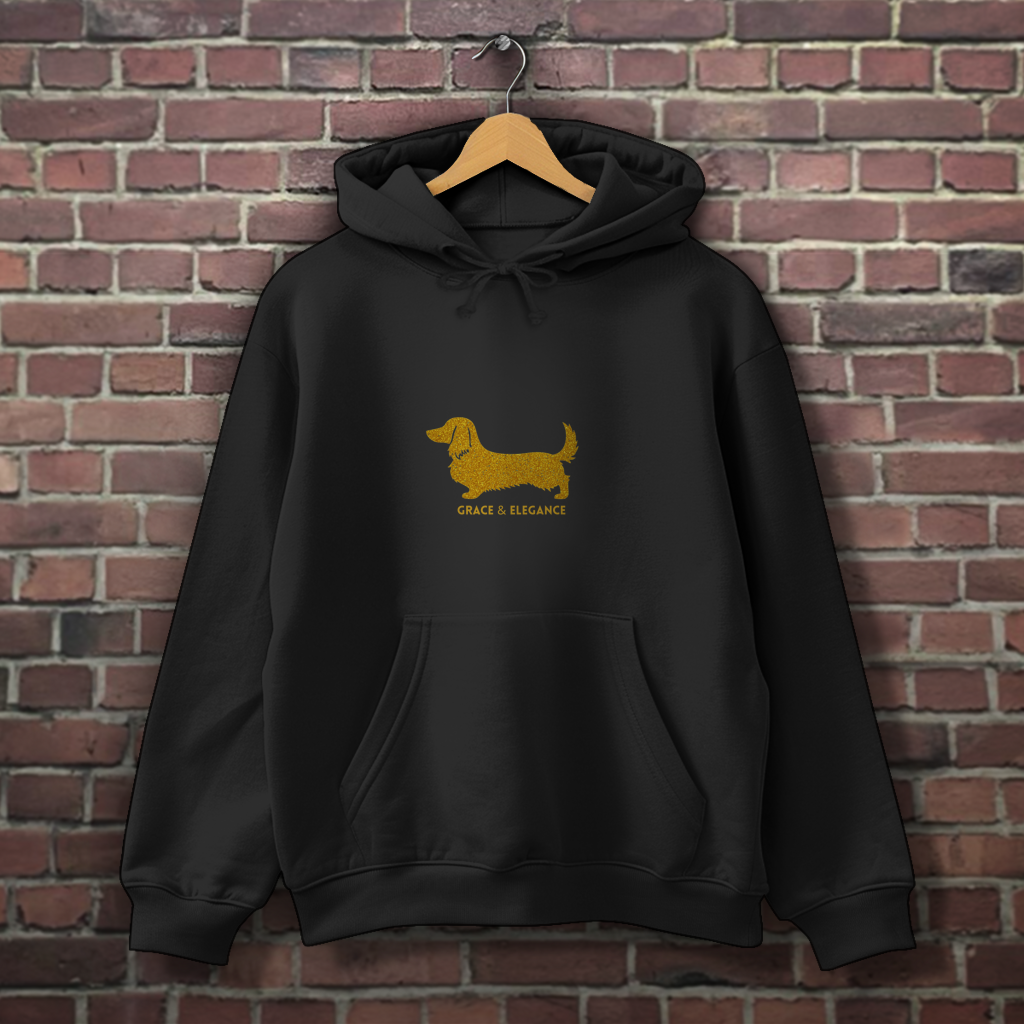 Dackel Hoodie Gold Edition | Langhaardackel | GLAM ART