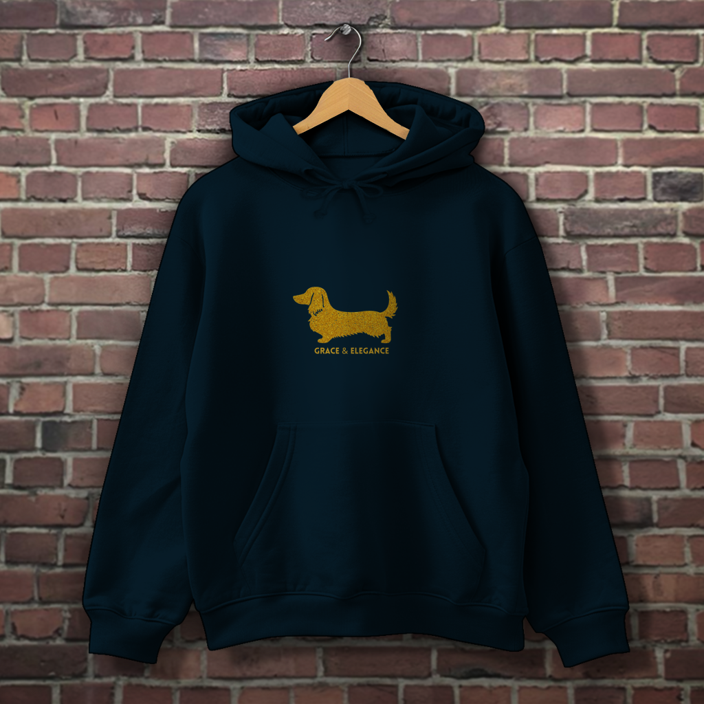 Dackel Hoodie Gold Edition | Langhaardackel | GLAM ART