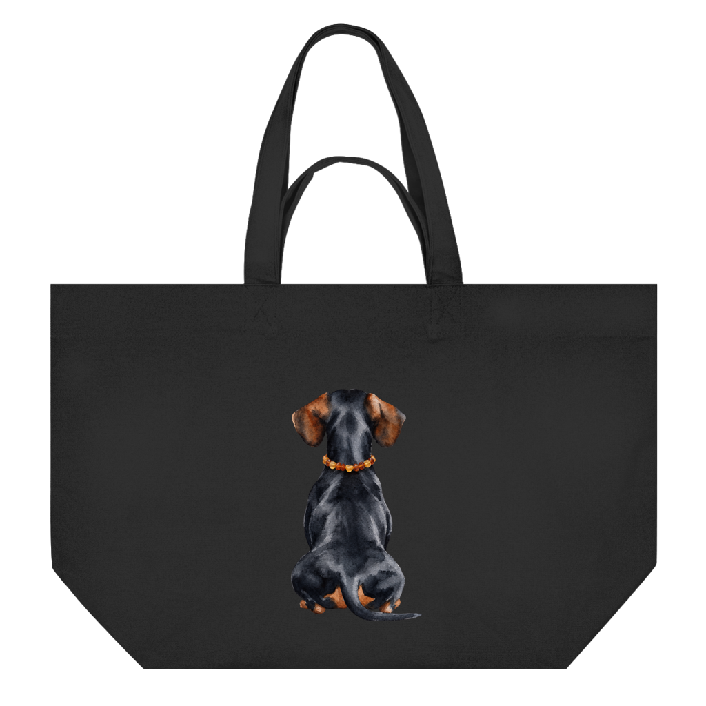Shopping Bag Black Tan Back