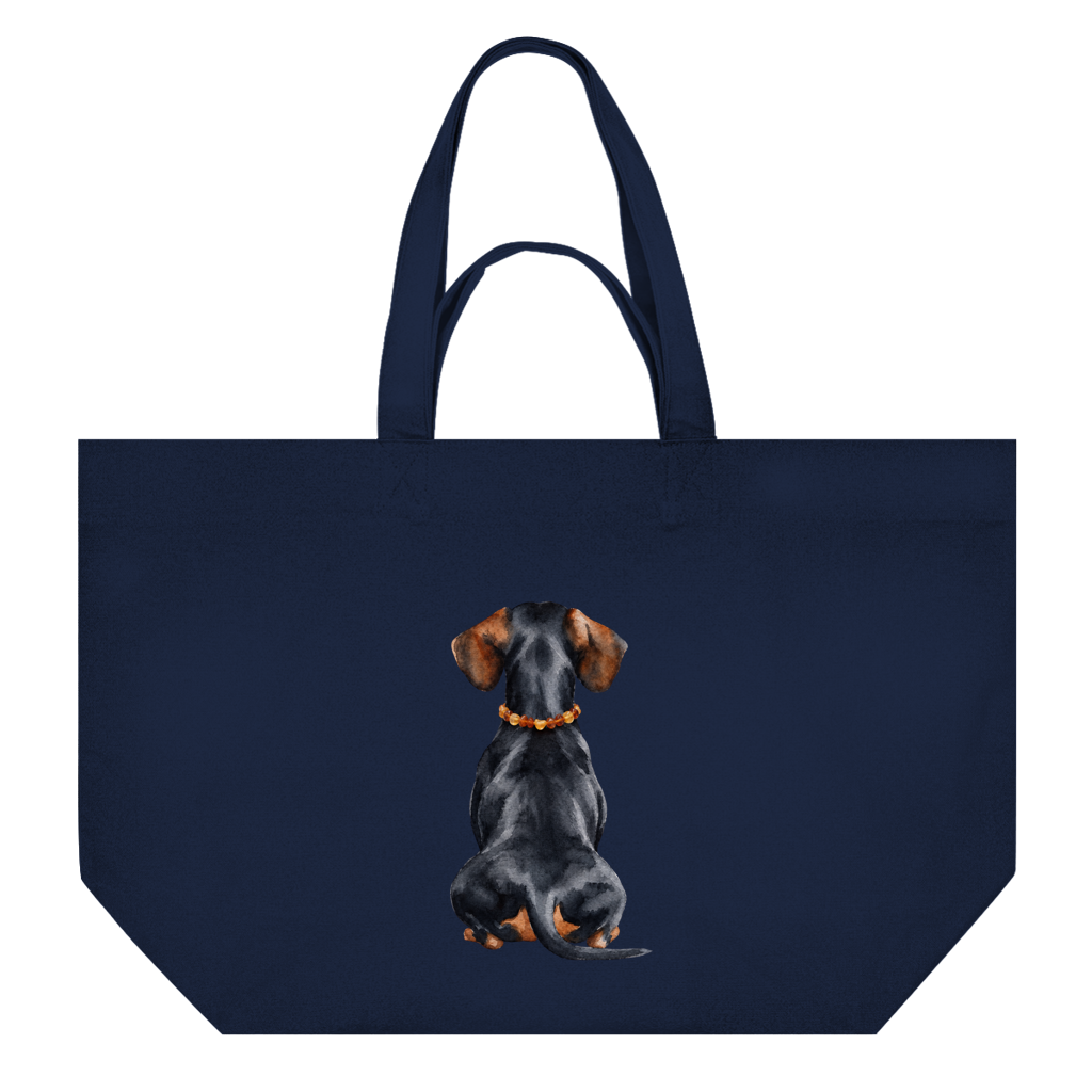 Shopping Bag Black Tan Back