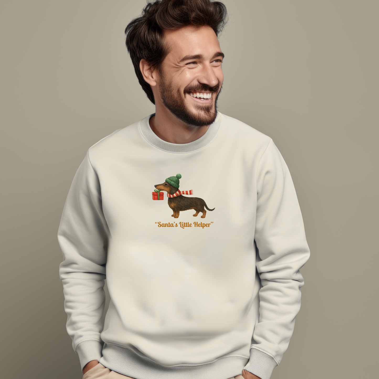 Unisex Sweatshirt für Weihnachten Premium Bio mit "Santas little Helper"Dackel
