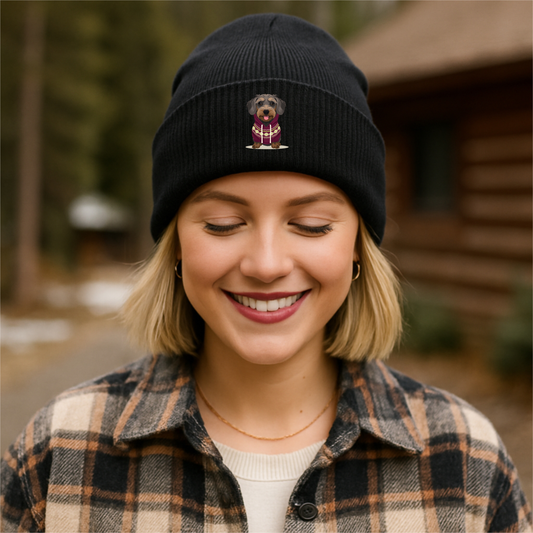 Beanie mit Rauhaardackel Print Motiv als Geschenk für Sie & Ihn