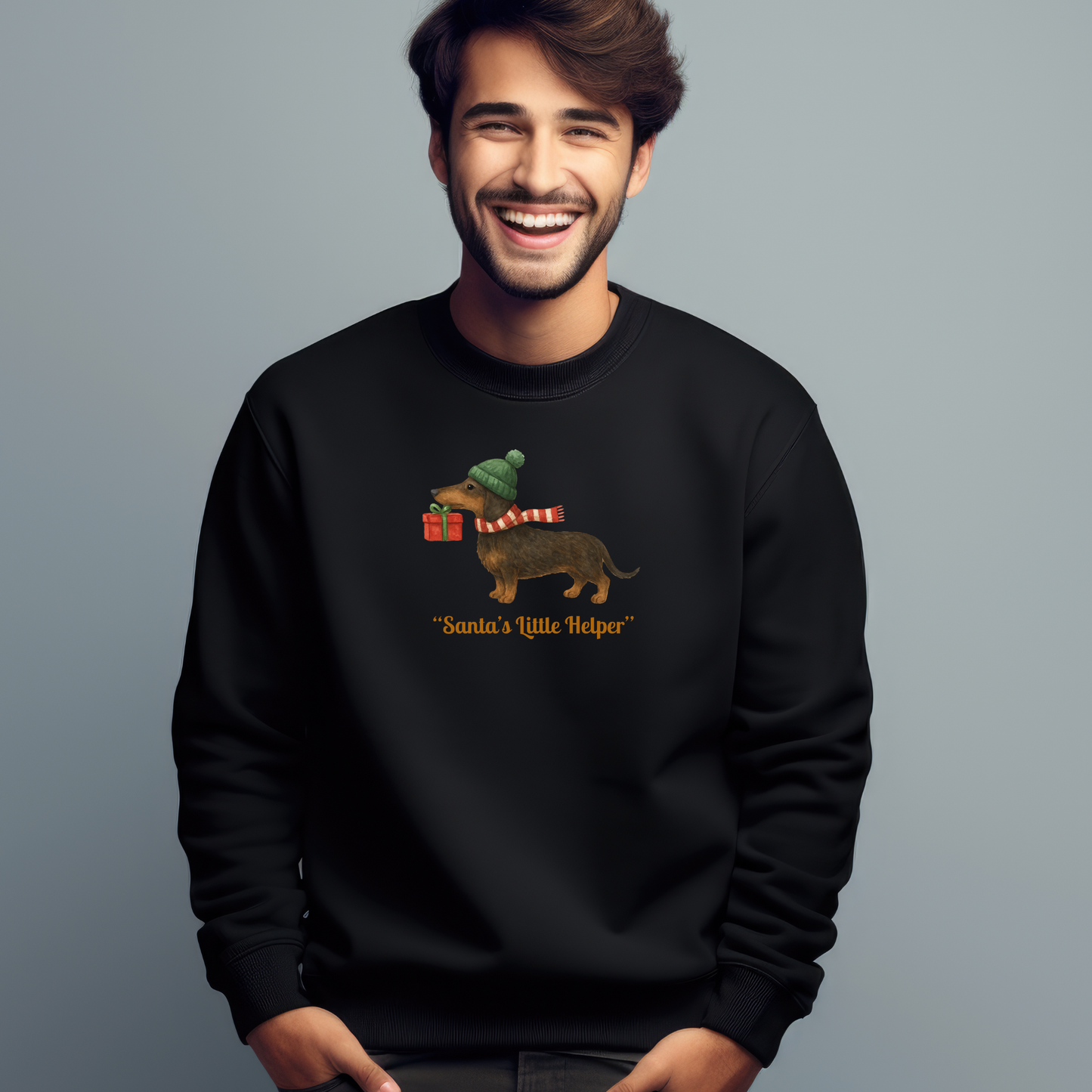 Unisex Sweatshirt für Weihnachten Premium Bio mit "Santas little Helper"Dackel
