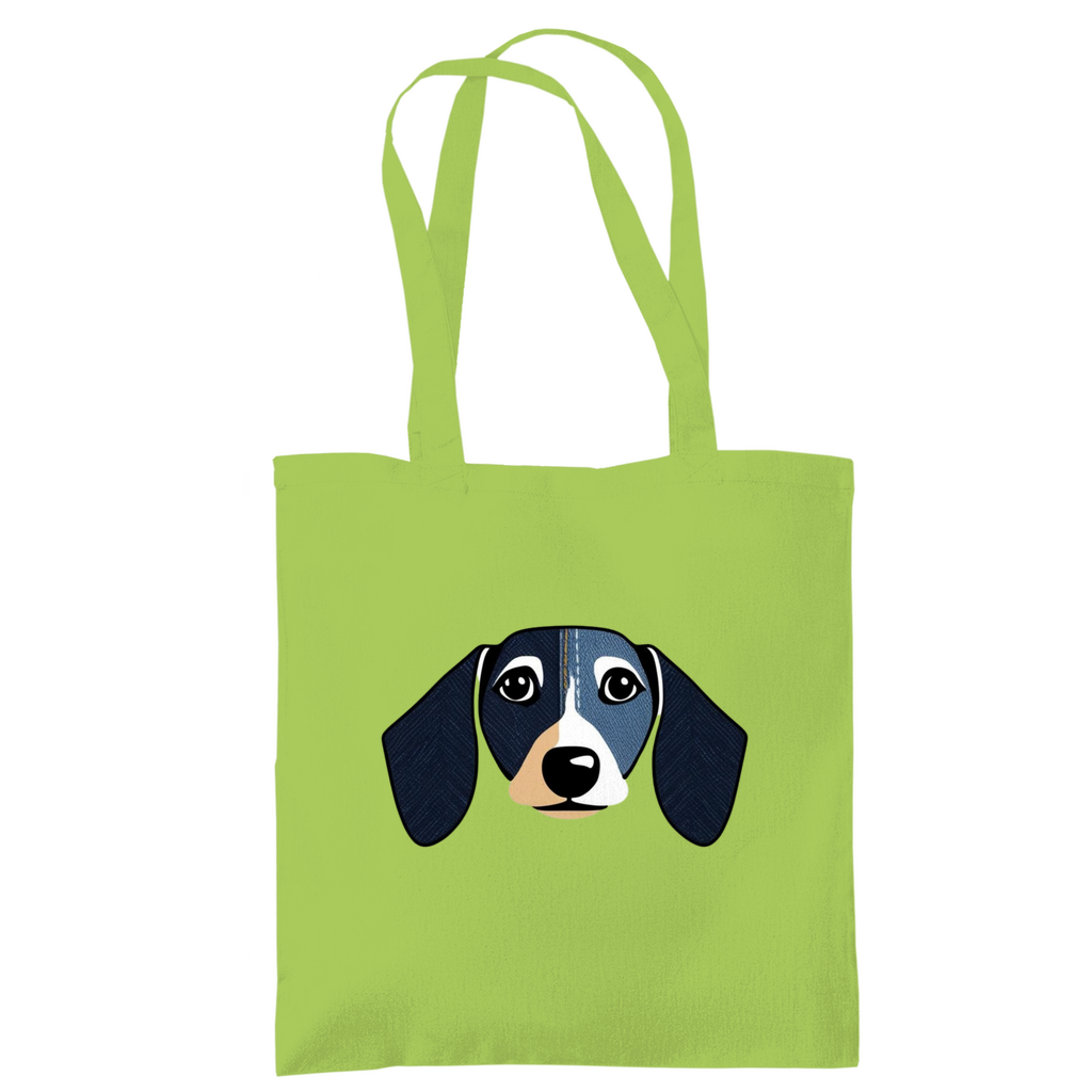 Tote bag made of cotton with a funny dachshund print, environmentally friendly and in 6 colors