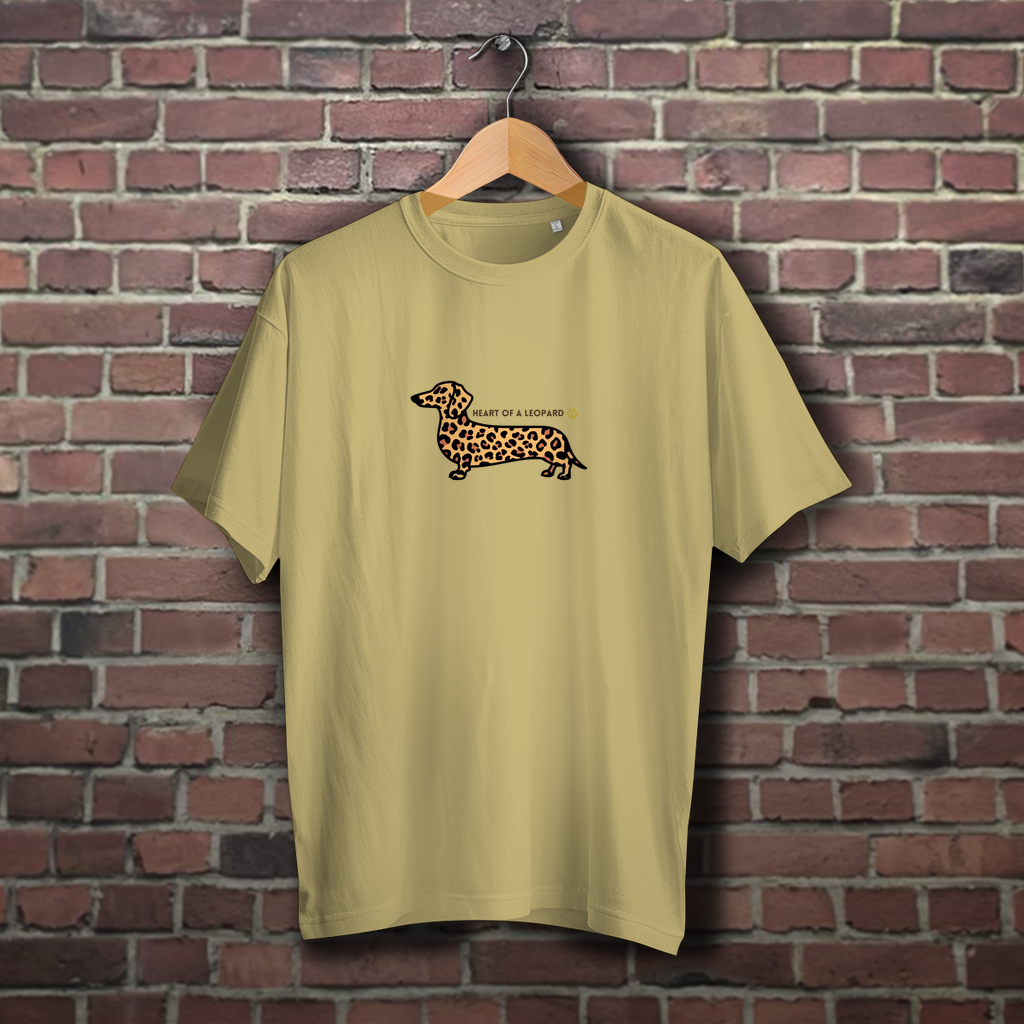 Oversize Dackel T-Shirt für Sie&Inn mit Zitat "HEART OF A LEOPARD"