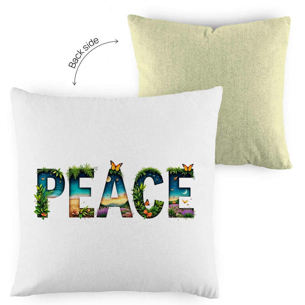 Kopfkissen zweifarbig mit Peace Print  & Safe the planet