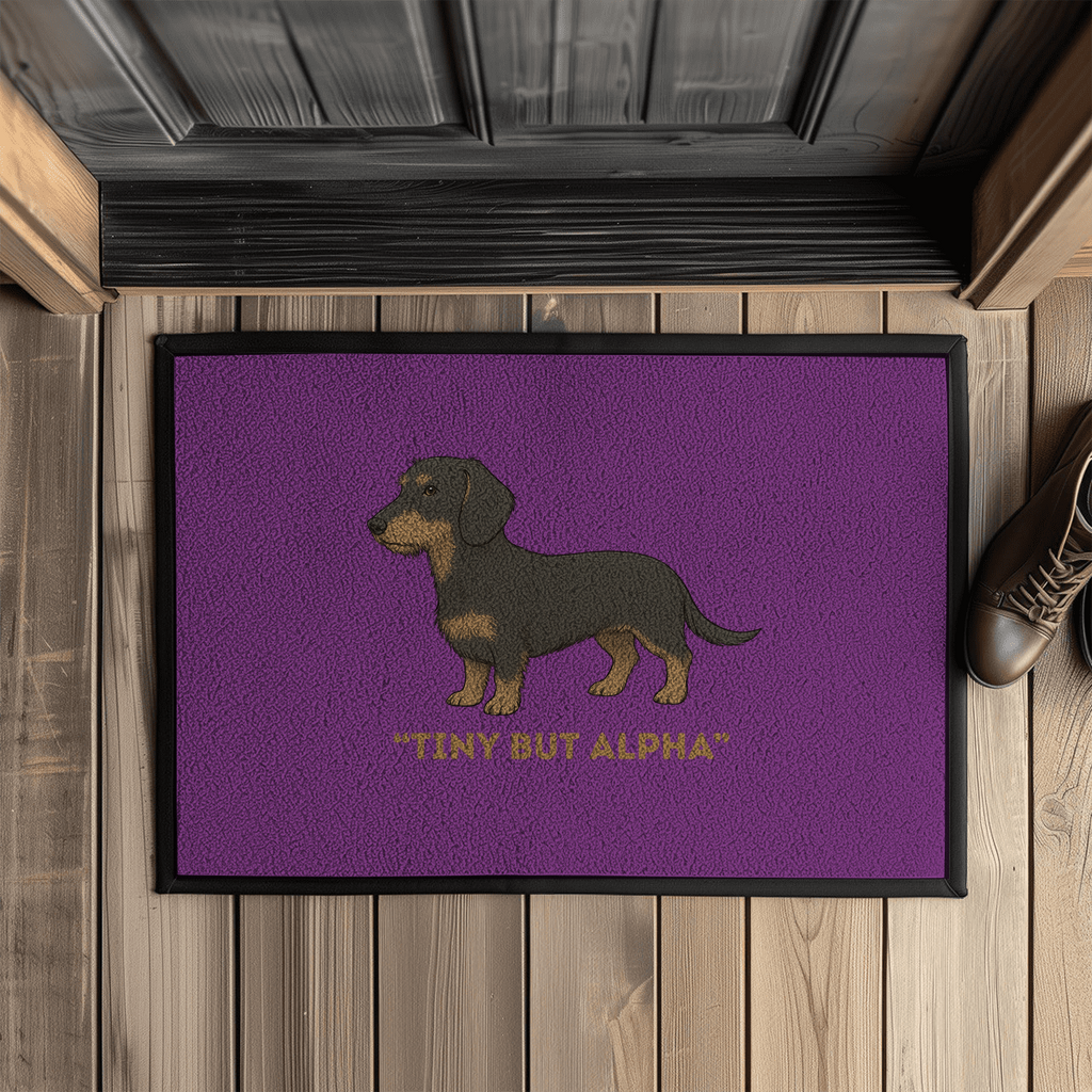 Fußmatte mit Gummirand und Rauhaar Dackel Print Motiv als Geschenkidee