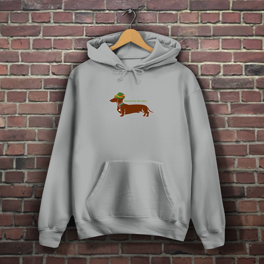 Damen Hoodie mit Dackelprint in hellgrau