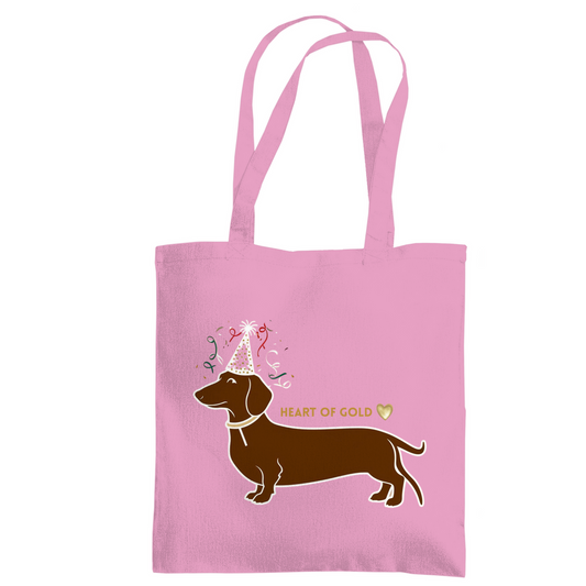 Tote Bag mit HEART OF GOLD DACKEL Print Motiv