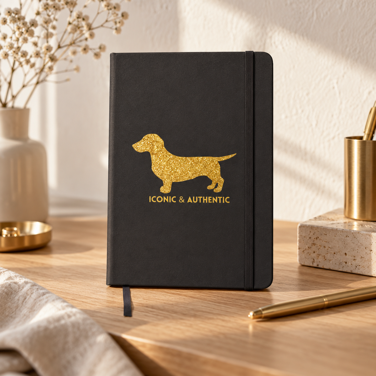 Notizbuch Dackel Design - Gold Edition Kurzhaar