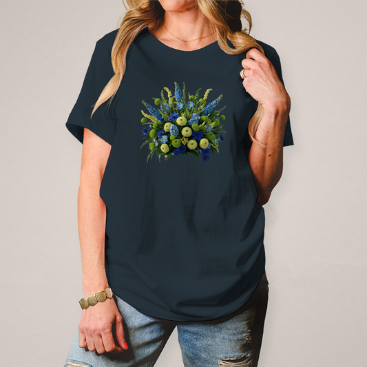 Maglietta da donna con mazzo di fiori colorati 
